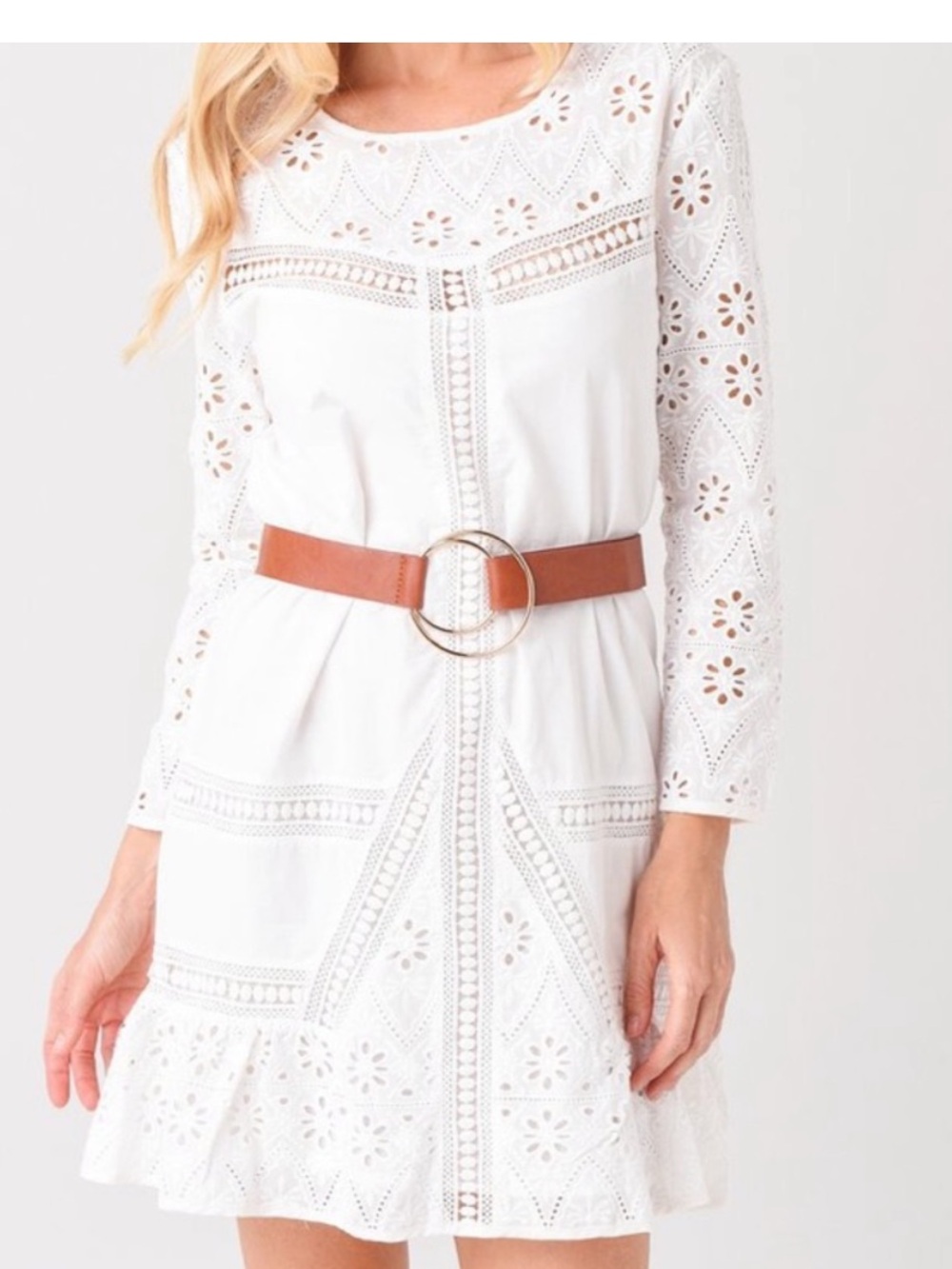 DELUC White Eyelet Mini Dress M